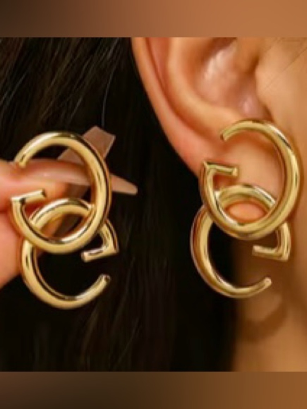 Luxury Fashion Gold Tone Interlocking G’s Drop Earrings Women's Jewelry NWT